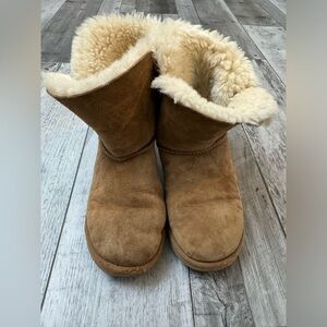 UGG Boots Bailey ll Brown Suede and Fleece Fold Down Slippers and Boots 5 FLAW
